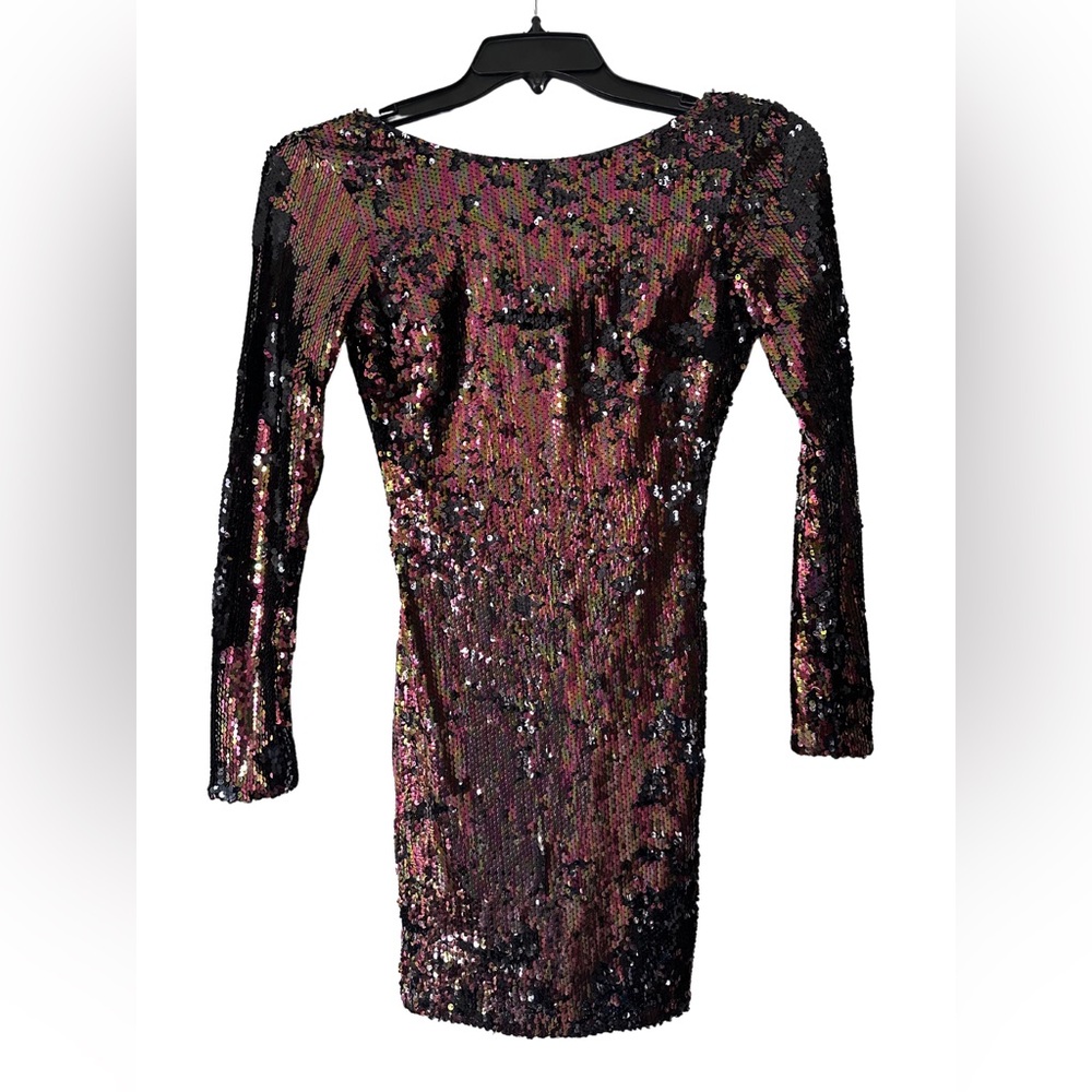 Dress the Population Lola Black Multi Sequin Bodycon Dress SM